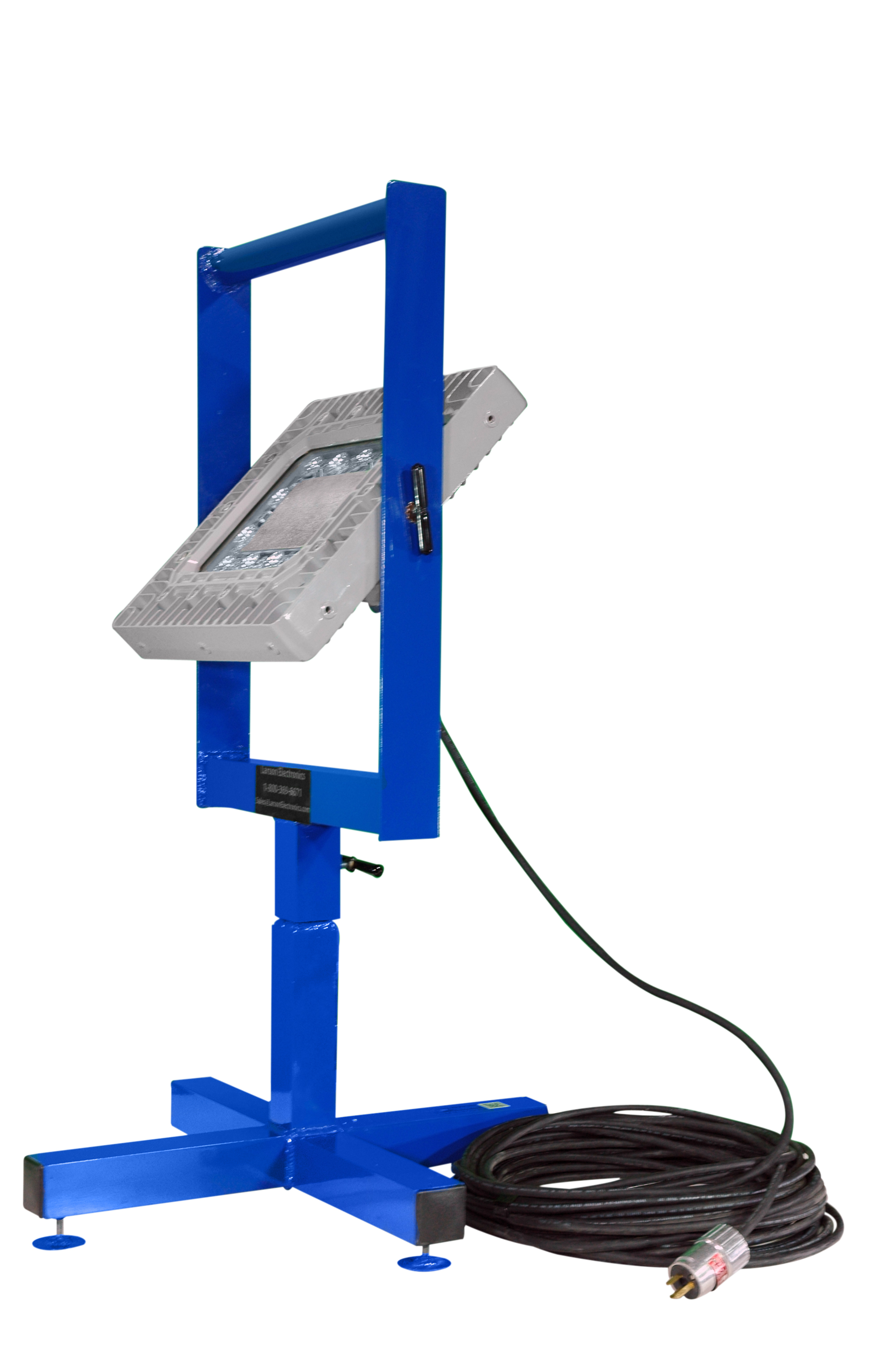 Adjustable 150 Watt Explosion Proof LED Work Light Mounted to Aluminum Base Stand