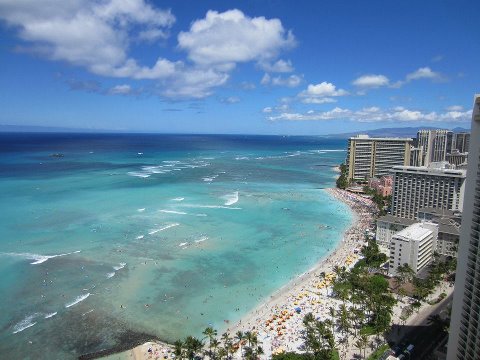 View from Aston Waikiki Beach Hotel Guestroom