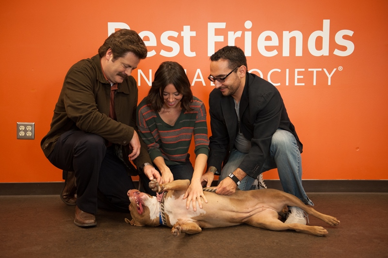 Nick Offerman, Aubrey Plaza of "Parks and Recrations", Marc Peralta of Best Friends Animal Society Los Angeles