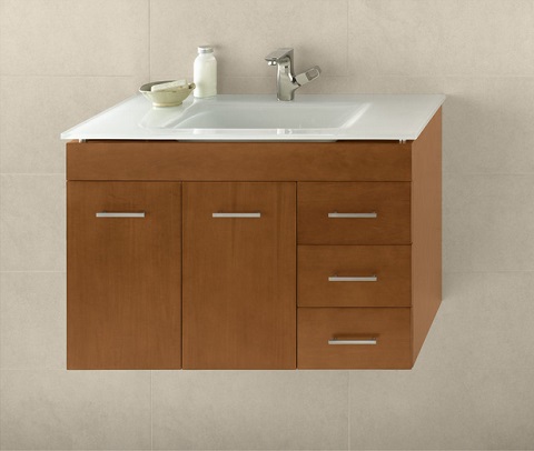 RonBow 011236-L Bella 36 Inch Wall Mount Vanity Cabinet with Hidden Drawer and Three Side Drawers