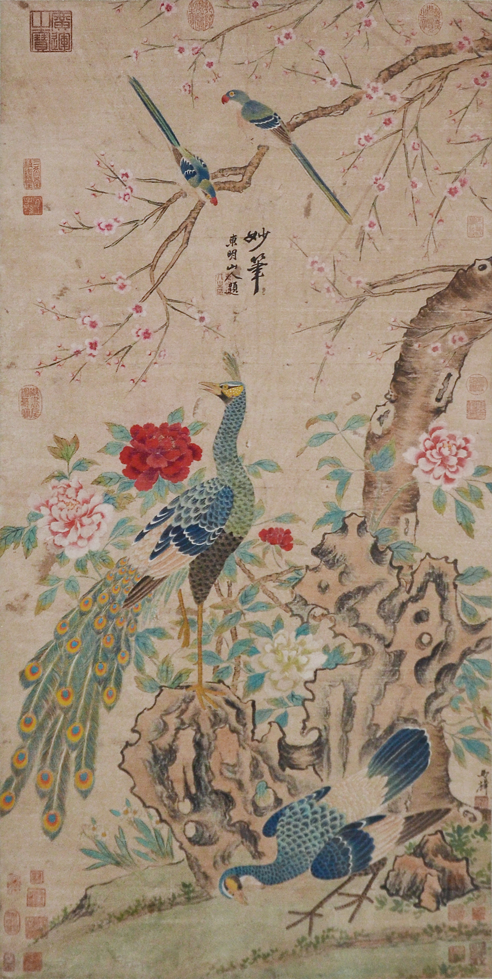 Spring Time, a Southern Song Dynasty painting by painter Ma Lin with parrots, peacocks and cherry blossoms. Lot 37. $1,000,000 - $1,500,000