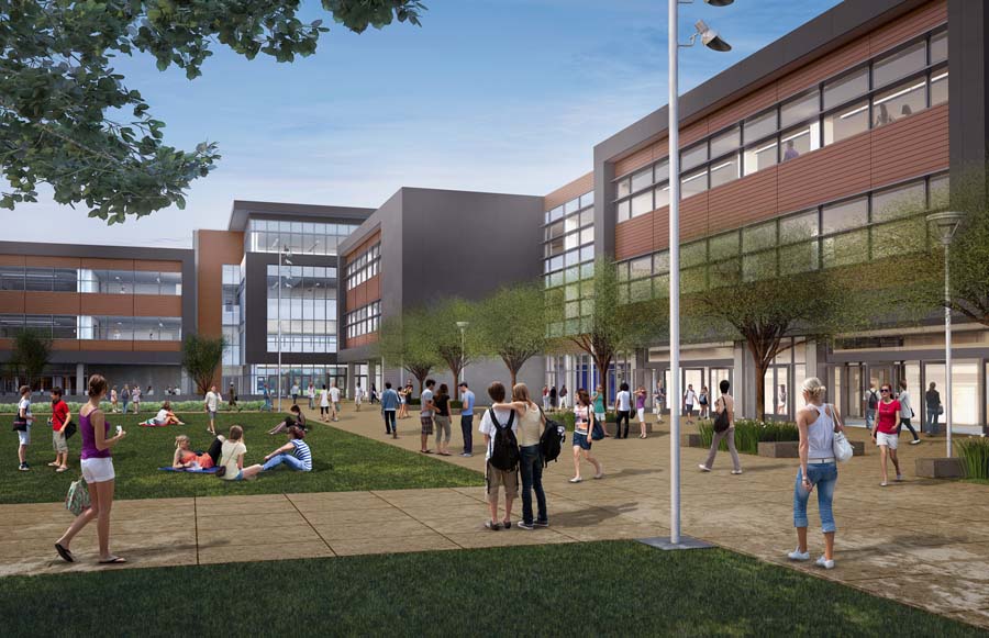 The 412,000-square-foot campus at San Marcos High School is designed for 3,200 students and is built to address the collaborative nature of 21st century learning environments.