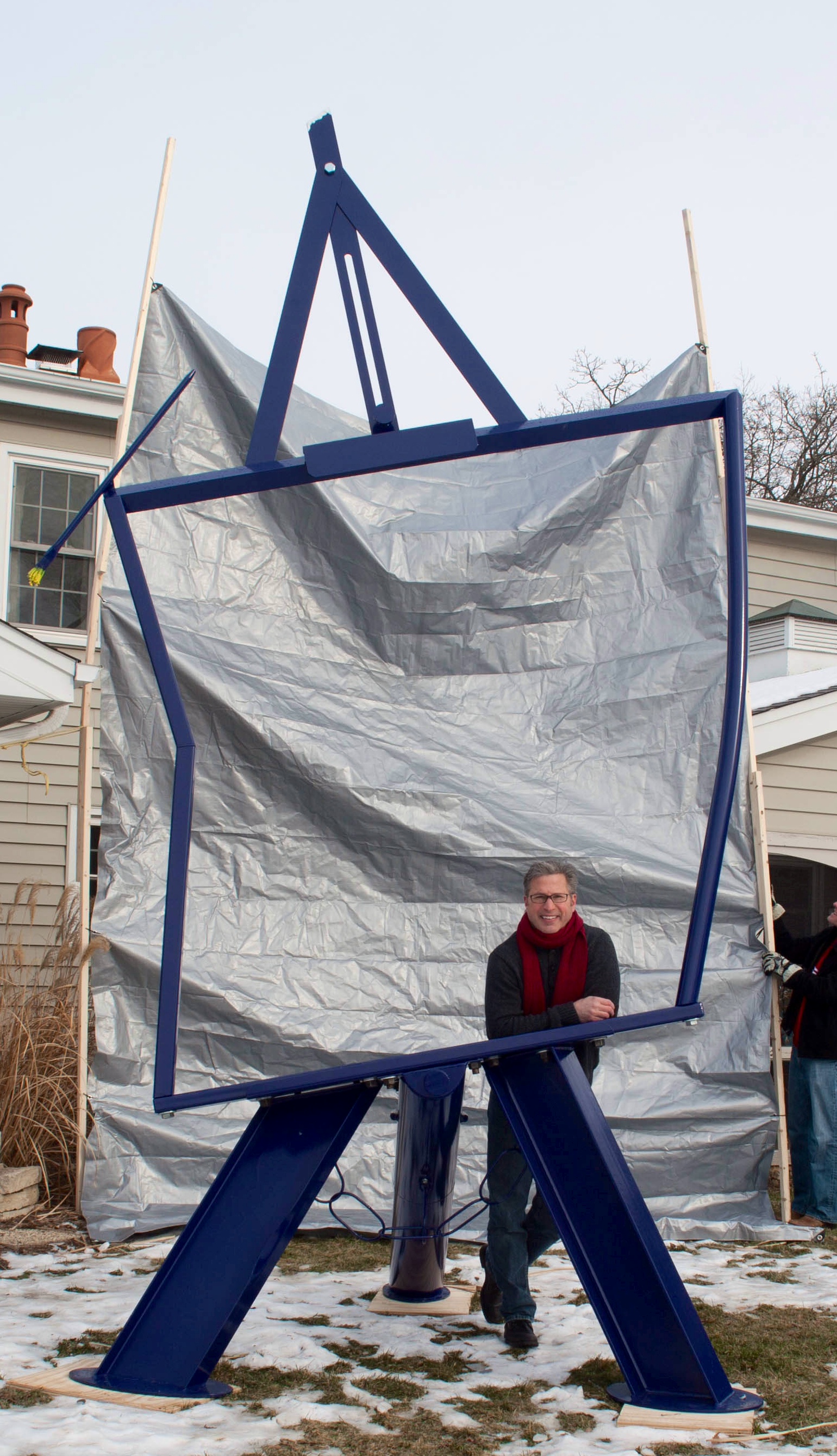 Everest Easel Sculpture Shown With Creator Russ Riendeau