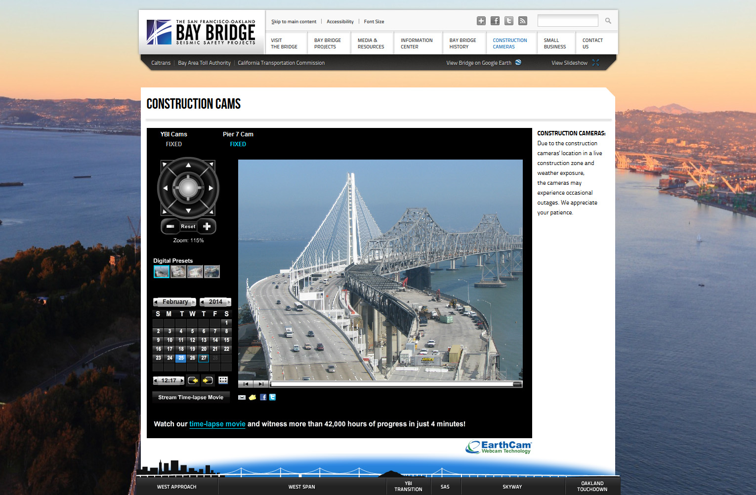 San Francisco-Oakland Bay Bridge construction was documented by webcams for over 5 years