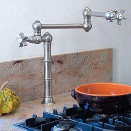 rohl a1452x-2 lead free compliant deck or island mounted swing arm pot filler from the rohl country kitchen series