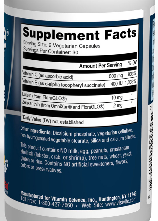 VisiVite® AREDS2 White Formula Supplement Facts