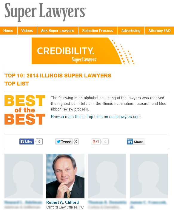 2014’s Best Attorneys in Illinois by Super Lawyers.