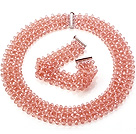 Popular Multi Strands Handmade Pink Crystal Sets