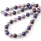 Popular 10mm Round Multi Color Seashell Beads Hand-Knotted Strand Necklace