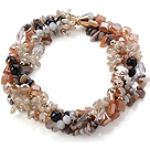 Nice Multi Twisted Strands Colorful Manmade Crystal And Agate Necklace
