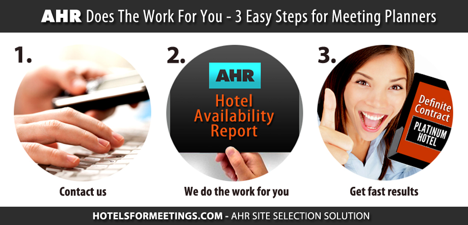 AHR's easy 3 step process for event planners and CMP's