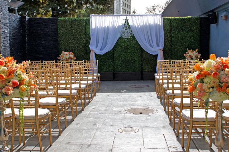 Chaivari Chairs for Ceremony on Forest Patio