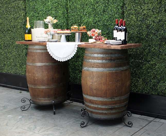 Wine Barrel Bar and Hedges