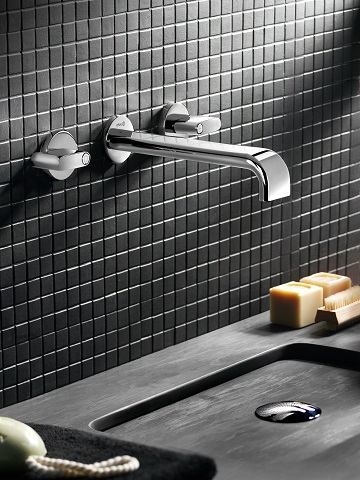 cifial 231.156.721 double handle widespread wall mount bathroom faucet with metal lever handles from the m3 series
