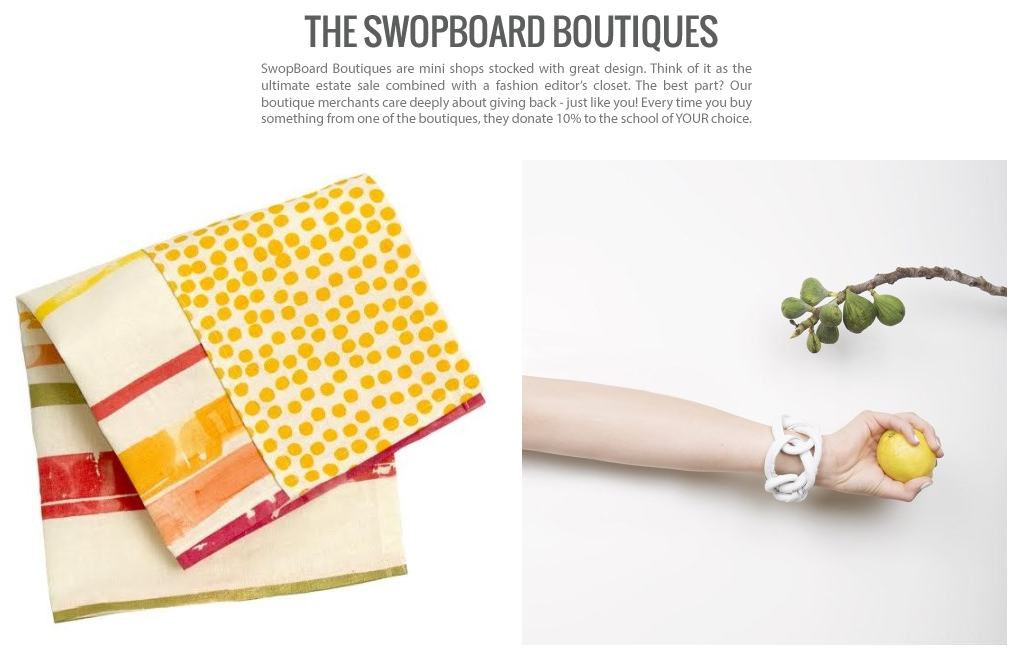 Private Collections at "SwopBoard Boutiques" that Give Back to Schools!