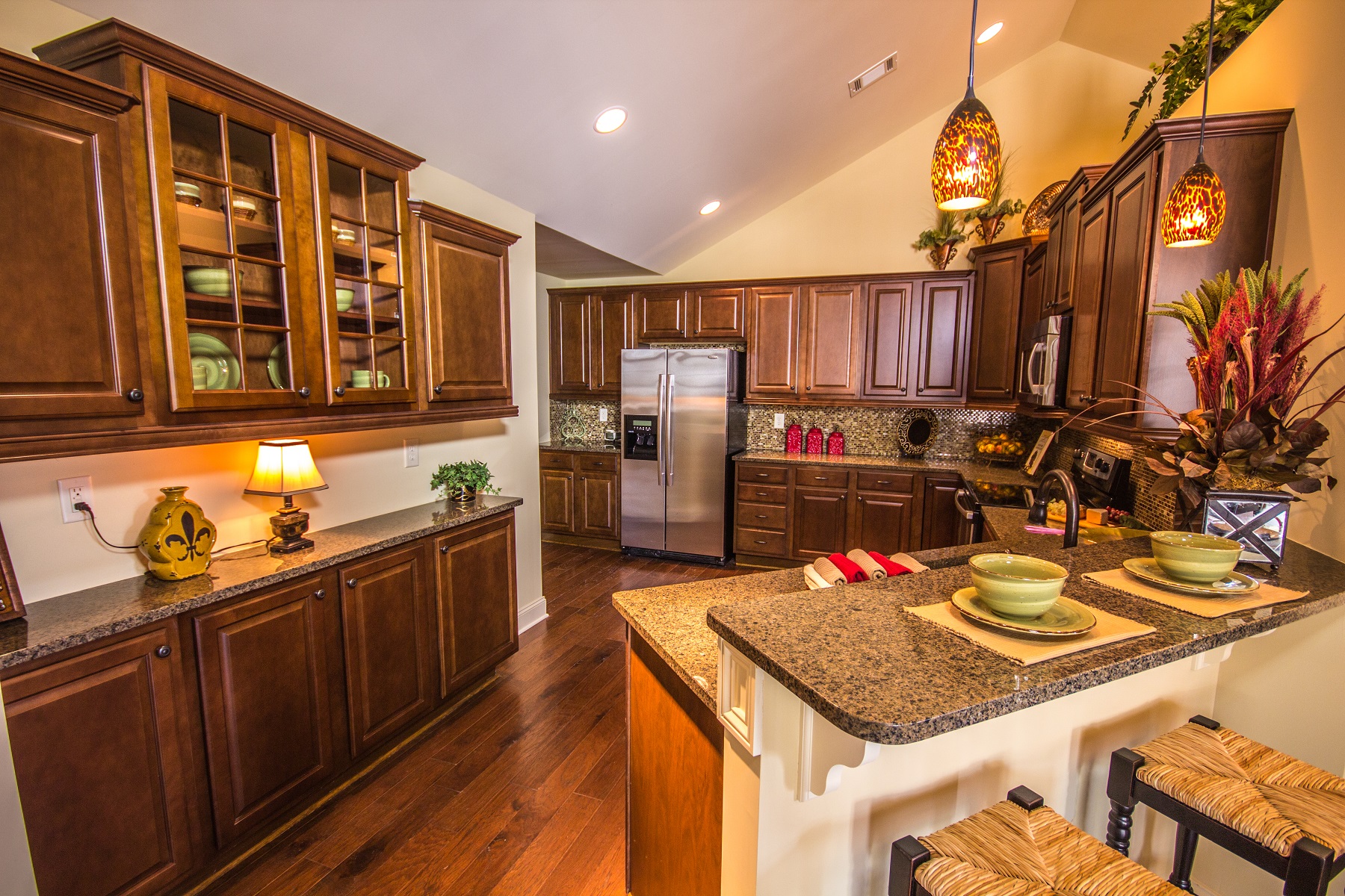 Spacious kitchens with plenty of cabinets and countertop space.