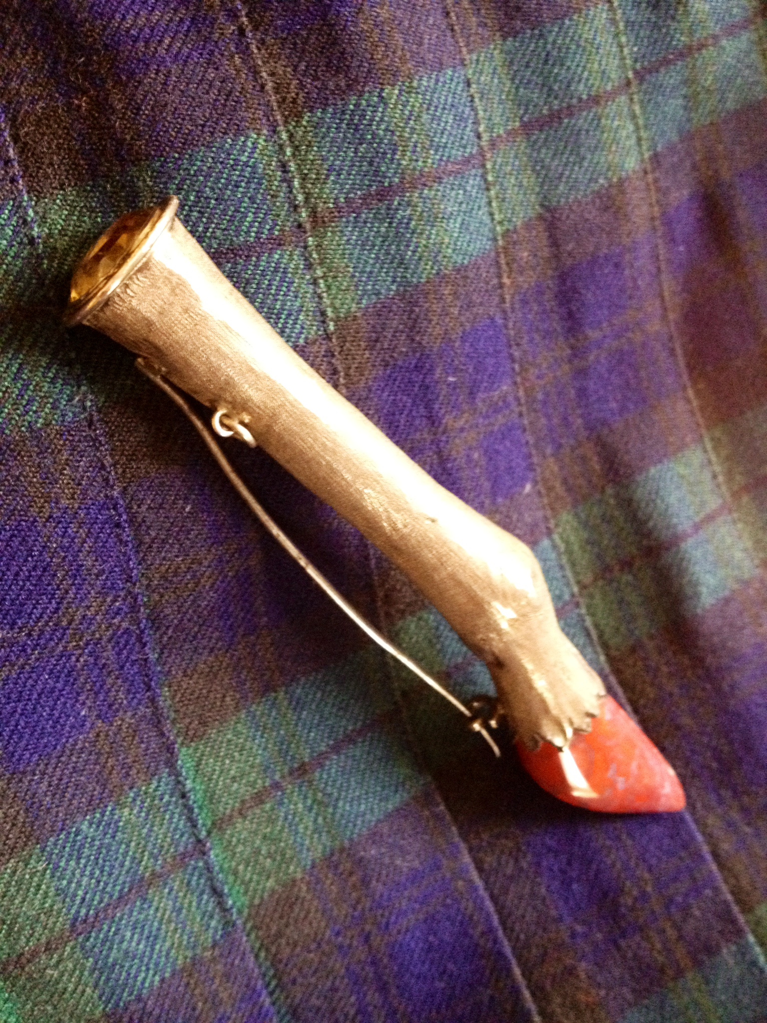 Kilt pin owned by John Brown in the forma of a stag's leg with hardstone hoof and citrine terminal