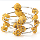 Nice Multilayer Yellow Skull Turquoise Wired Wrap Bangle Bracelet