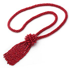 2013 Summer New Design Red Coral Y Shape Tassel Necklace