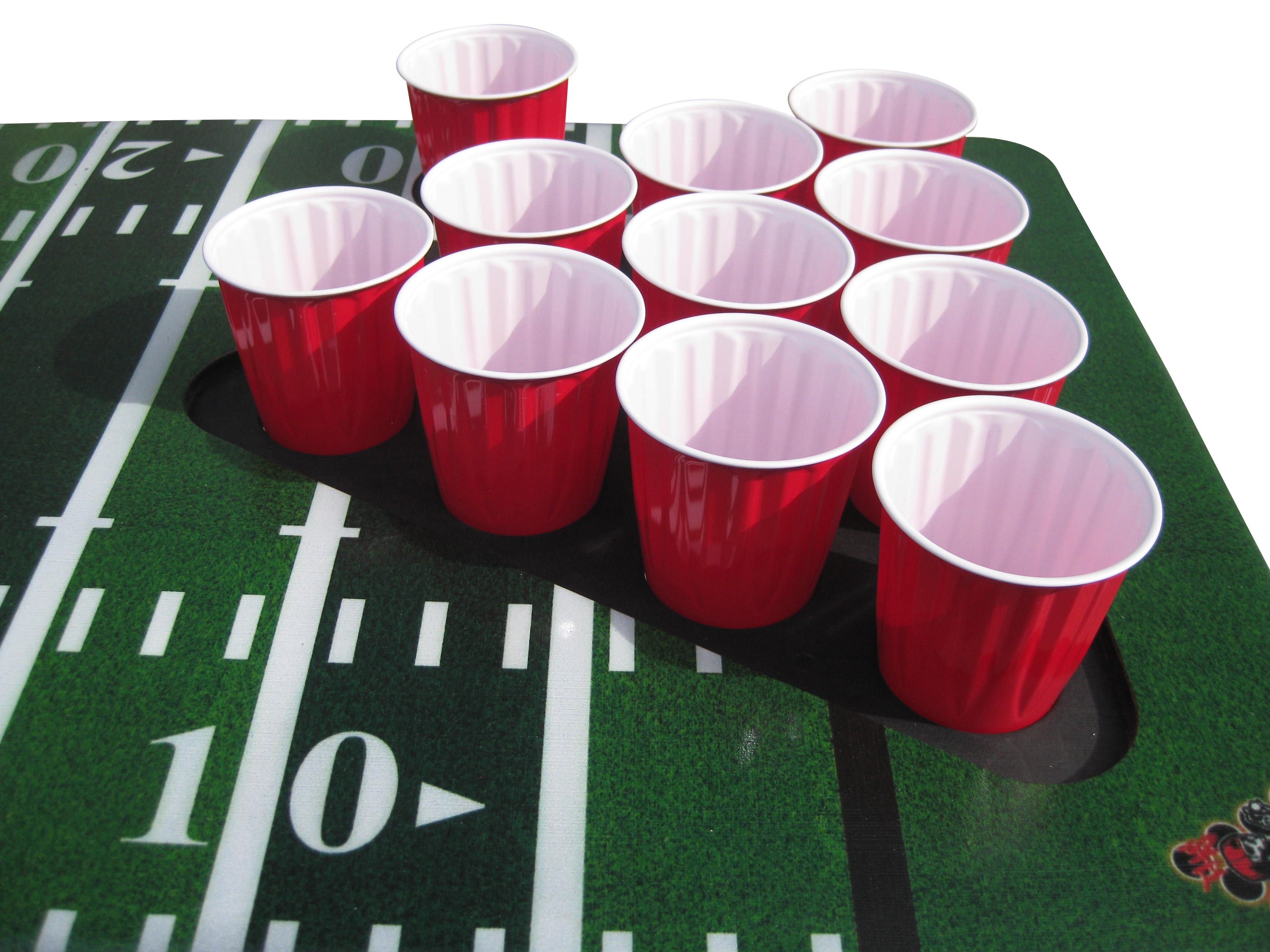 Football table with cups installed