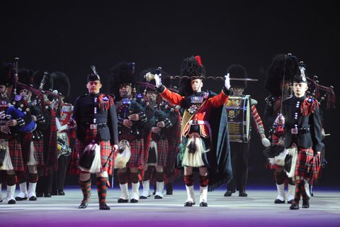 Massed pipe bands form a core part of the New York Tattoo