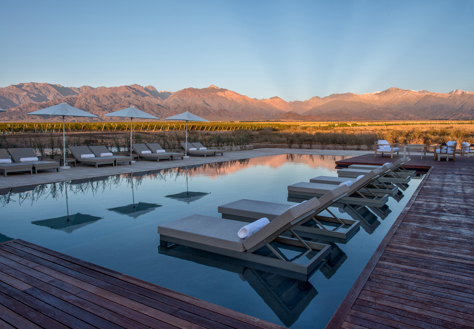 The outdoor pool at The Vines Resort and Spa in Mendoza, Argentina - one of Five Star Alliance's newest luxury hotels