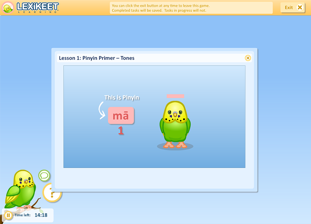 Interact with fully-animated language lessons.
