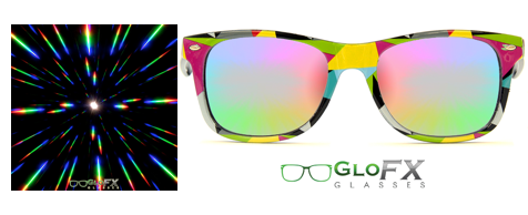 GloFX Limited Edition Diffraction Glasses Feature Custom Diffraction Grating Lenses