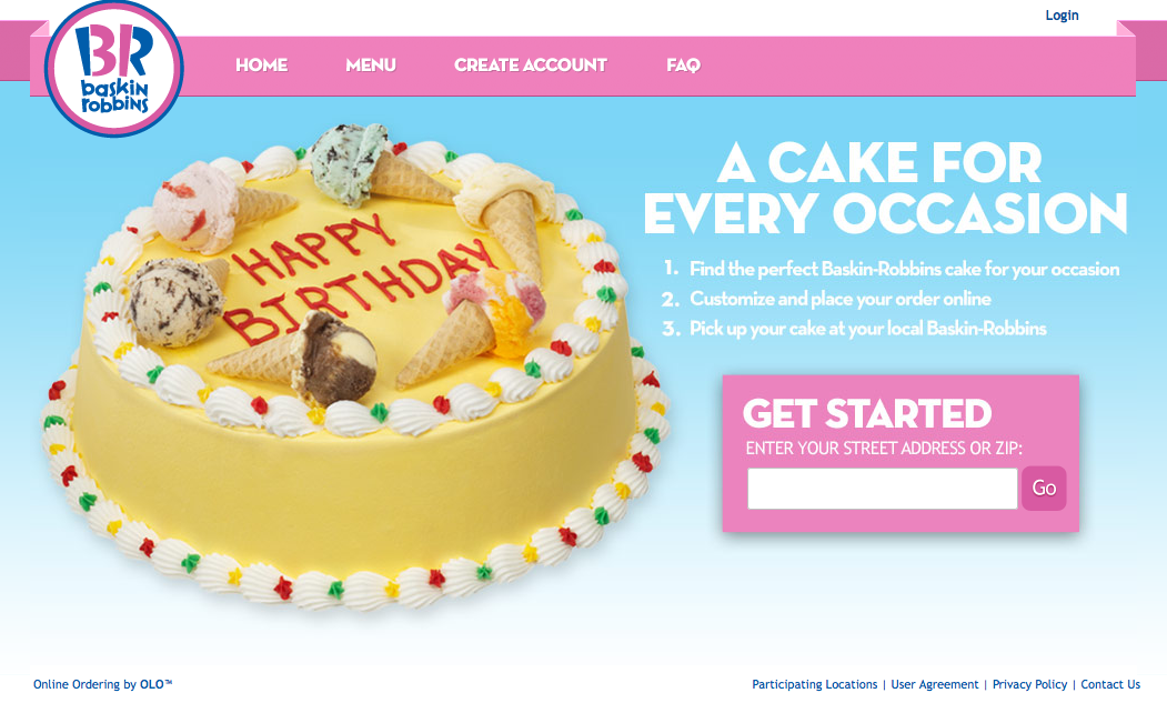 Order your Baskin Robbins Cake online with Olo