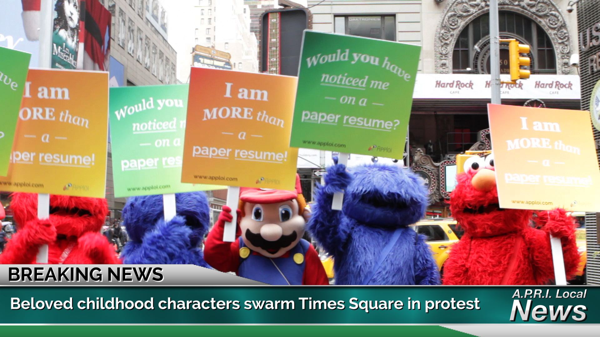 CARTOON CHARACTERS STAGED A PROTEST IN TIMES SQUARE