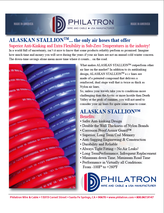 The new Alaskan Stallion air hose sets feature proprietary materials designed specifically for arctic weather use.