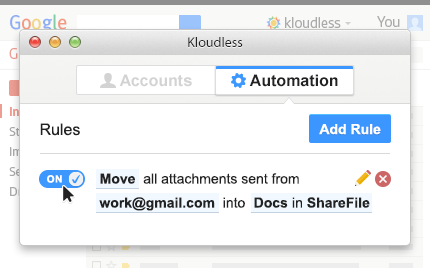 Create automated rules to quickly and easily move cloud files into ShareFile