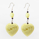 Beautiful Round Garnet And Heart Shape Lemon Stone Dangle Earrings