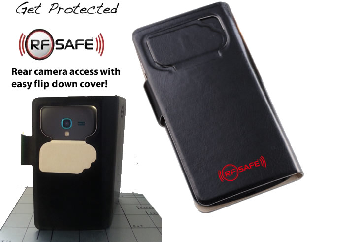 cell phone radiation case with flip down camera cover