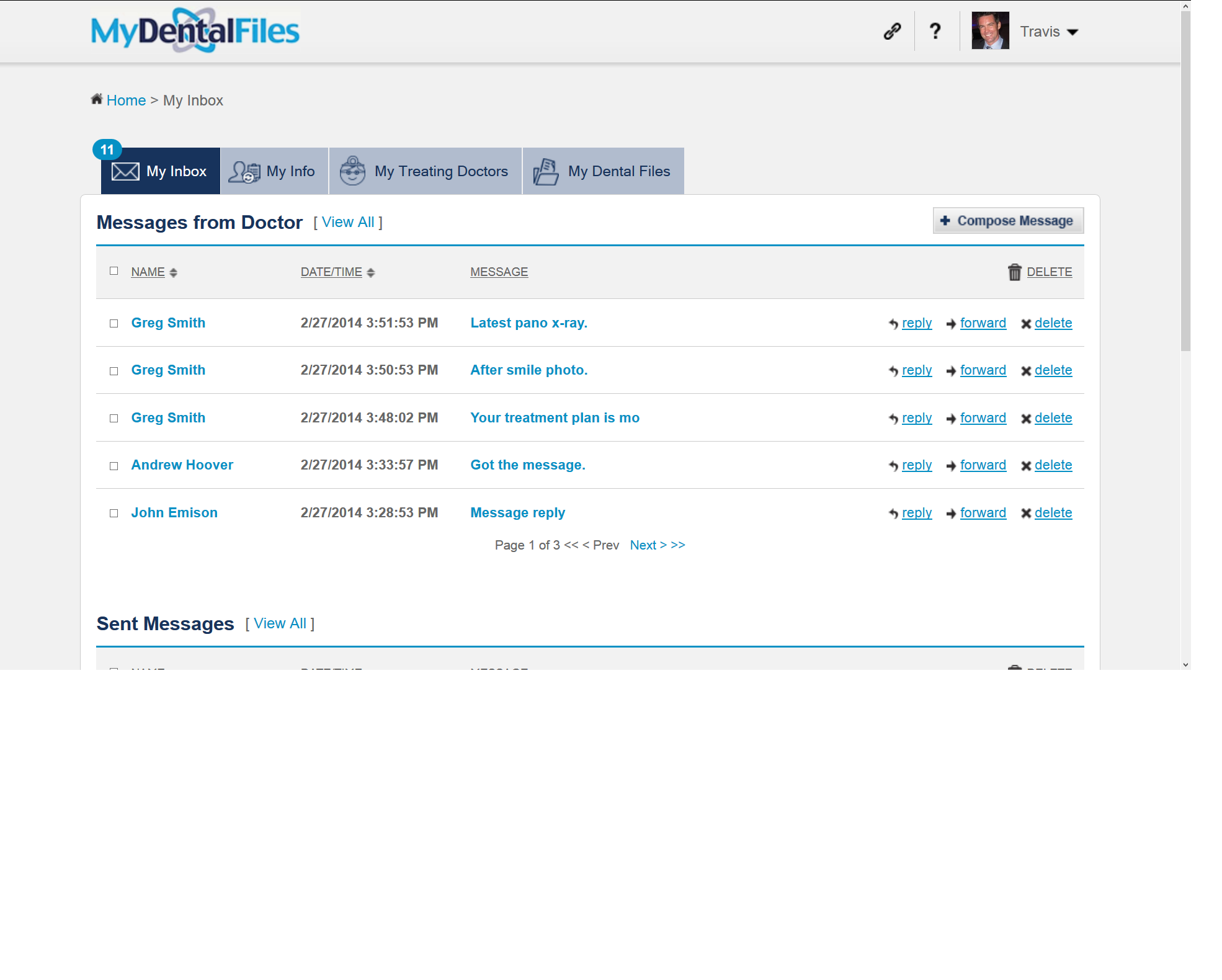 MyDentalFiles - Patient Inbox (web portal)