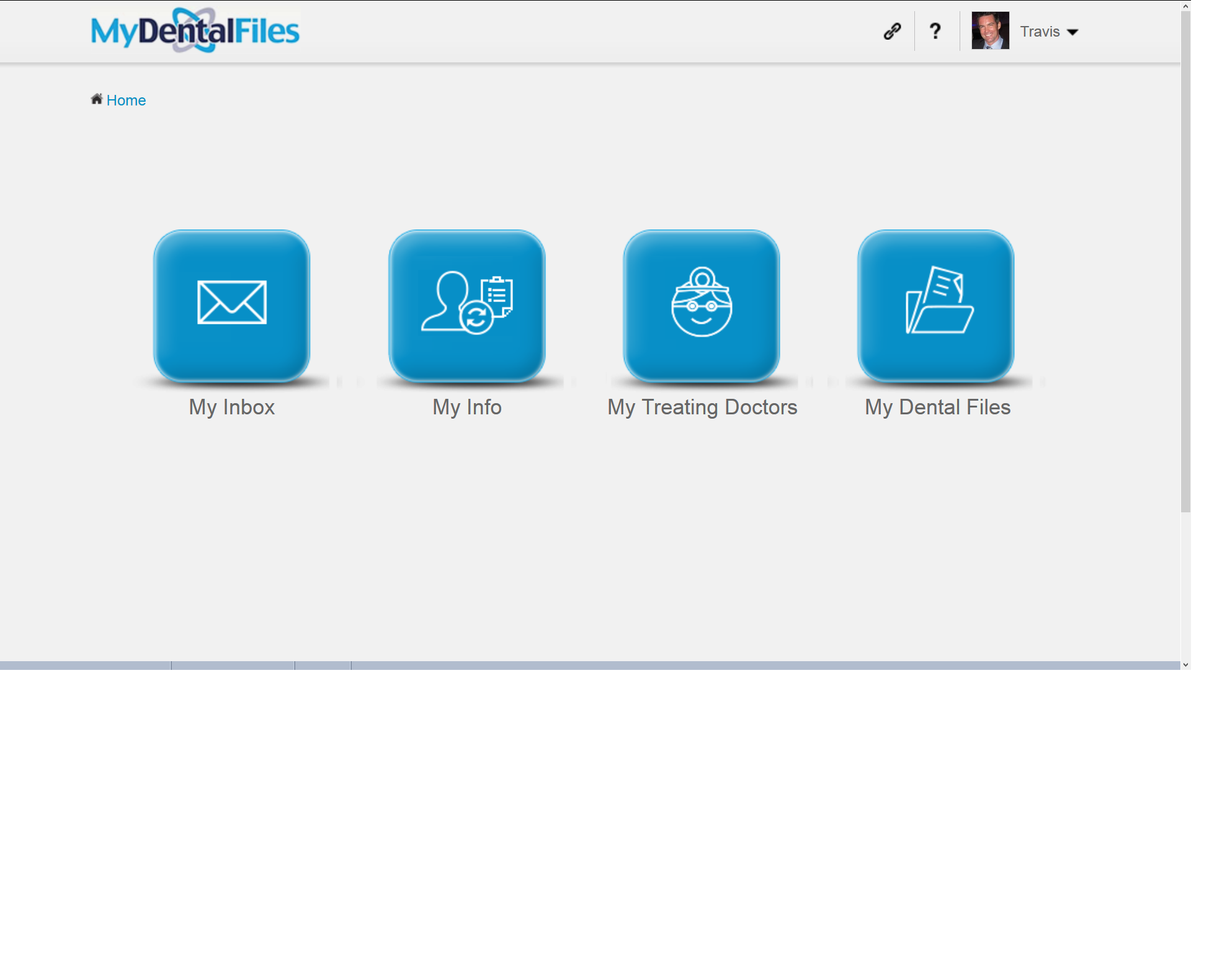 MyDentalFiles - Opening Screen (web portal)