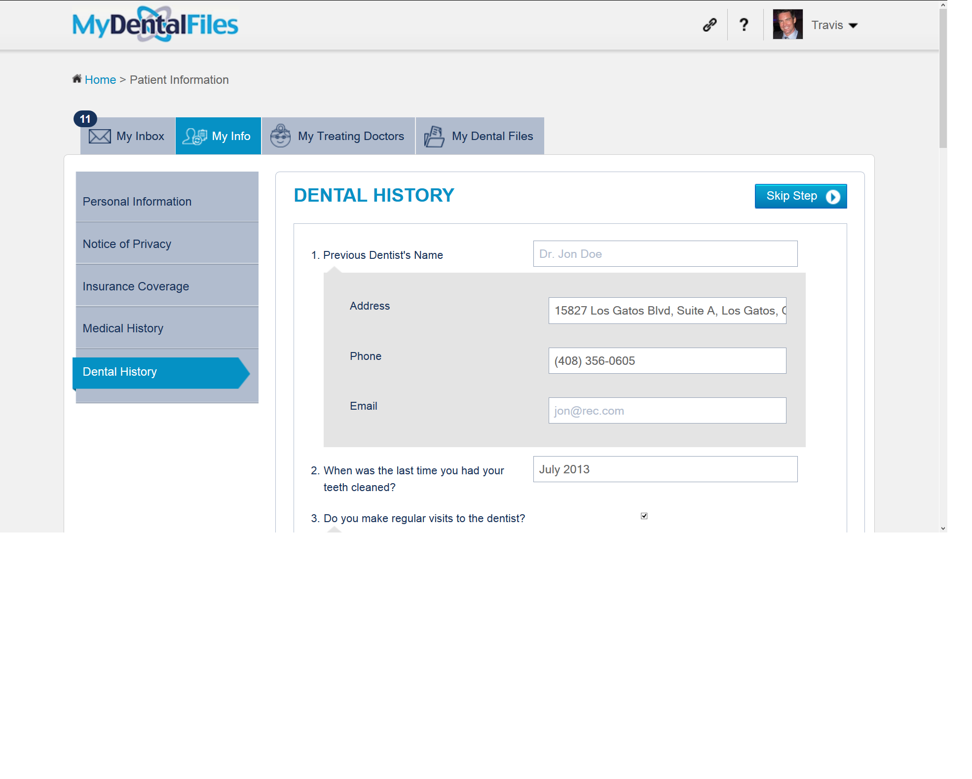 MyDentalFiles - Patient Forms (web portal)