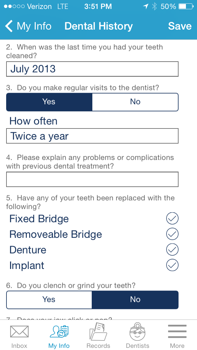 MyDentalFiles iOS - Patient Forms