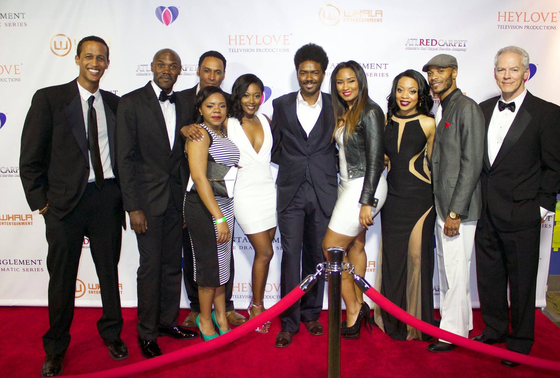 The cast of 'Entanglement : The Dramatic Series' at the red carpet premiere in Atlanta with producers Omar Howard and Diallo M Jeffery