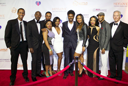 The cast of Entanglement : The Dramatic Series at the red carpet premiere in Atlanta with producers Omar Howard and Diallo M Jeffery