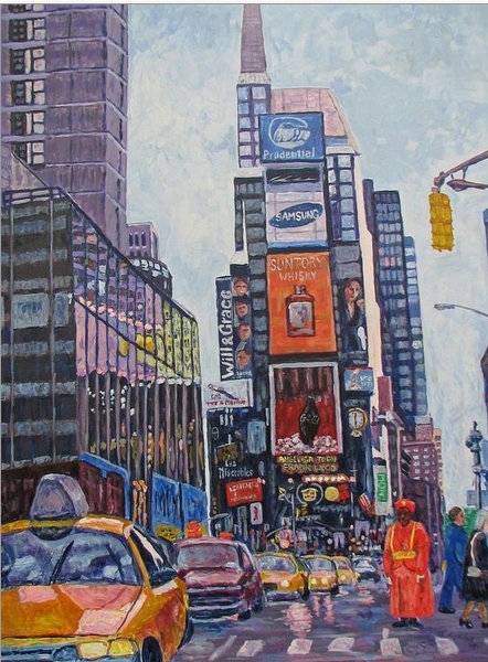 Times Square New York, an acrylic painting on canvas by Nashville-based artist Lucille Femine whose works are featured in an exhibit at the Church of Scientology & Celebrity Centre Nashville