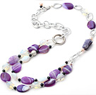 fashion style pearl and natural agate moonstone necklace
