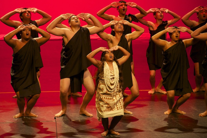 Ho‘onani performing with boys hula troupe.