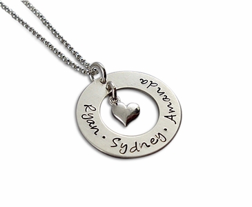 Circle Pendant with Heart Charm Necklace