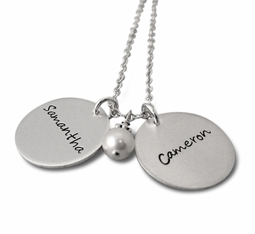 Double Charms Name Necklace In Silver