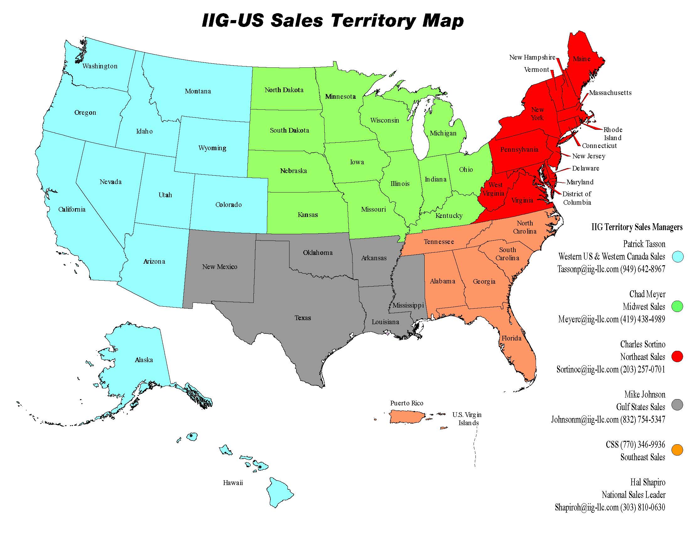 IIG Sales Territory Map US