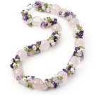 Classic Design Natural Rose Quartz Necklace, Pink Quartz Necklace for Women