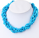 Amazing!!! Multi Strands Blue Turquoise Chips Necklace for Woman ( 3 Different Ways to Wear)