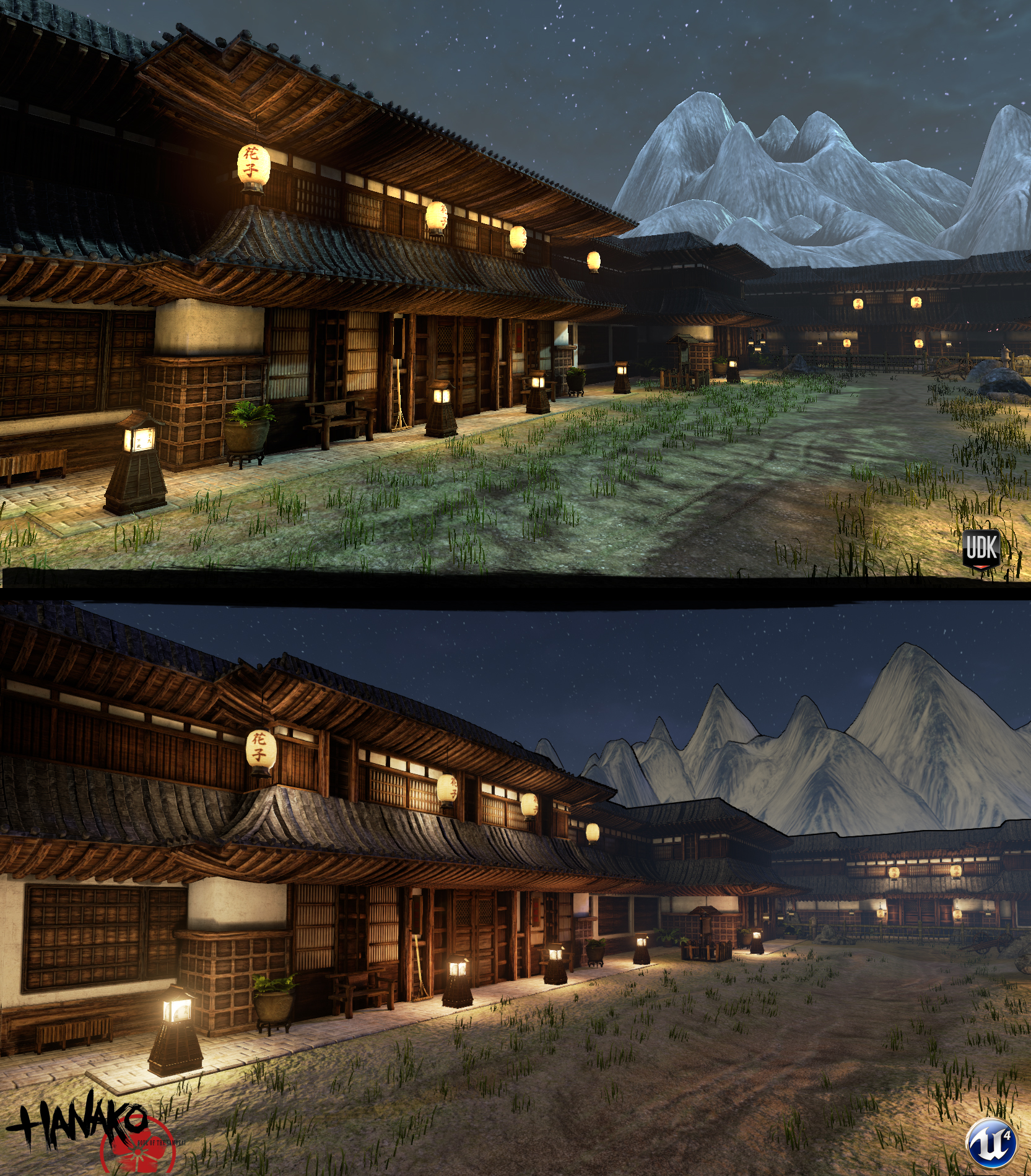 Hanako showing differences between UDK and UE4
