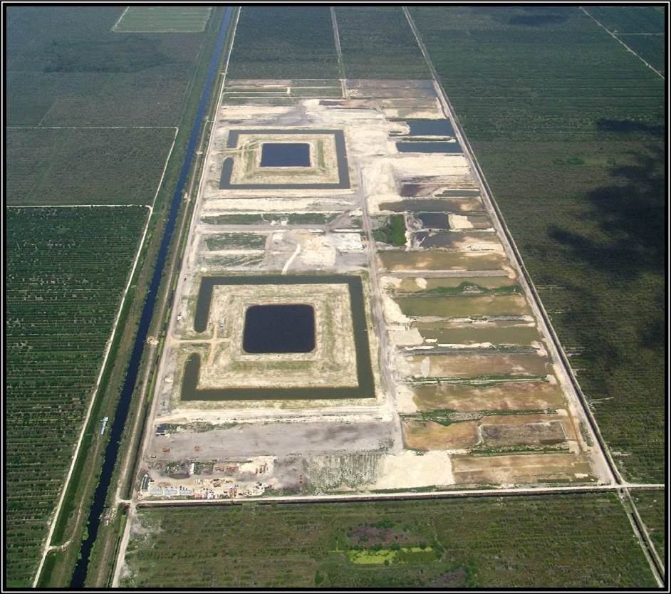 Test cells, designed by Stanley Consultants, allowed evaluation of seepage design, materials and construction methods, prior to starting the design of the 170,000 acre-foot C-43 reservoir.